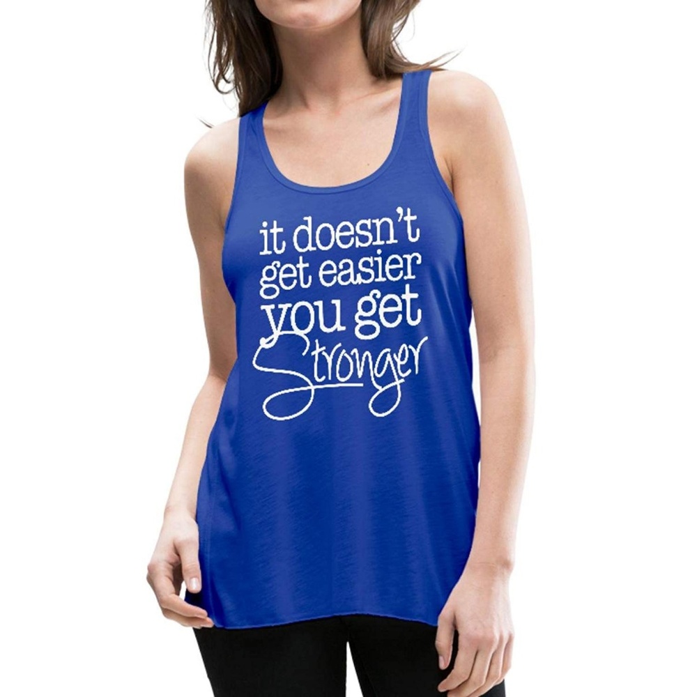 Bella Flowy Tank Top, Get Stronger Quote - Blue
